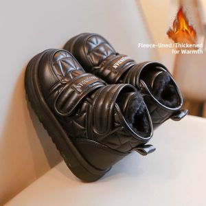 Girls Winter Snow Boots Anti-Slip Waterproof Fashionable Childrens Cotton Shoes Versatile Little White Cotton Boots for Kids