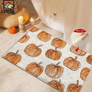 VIKAMA Mùa Thu Họa Tiết Bí Ngô Phòng Tắm Thảm Chống Trơn Trượt Thấm Hút Nước Có Thể Giặt Được PVC Thảm Cho Nhà Bếp Phòng Ngủ Lối Vào Trang Trí Nhà