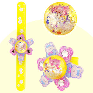 Cherry and Bunny Rotate Gyro Quicksand Glitter Powder Water Ring Pop Bracelet Baby Toy Kids Kindergarten Girl