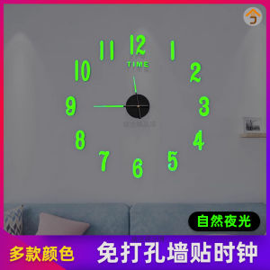 นาฬิกาตั้งที่กำแพงแบบ 3D ที่ติดได้ในฝาผนังแบบติดไฟขึ้นในเวลากลางคืน ไม่ต้องเจาะรู สำหรับตกแต่งบ้านสไตล์เรียบง่าย สไตล์ยุโรป สำหรับห้องนั่งเล่น