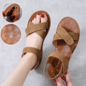 IELGY Tendon sole flat sandals summer new style student soft sole one-line beach shoes