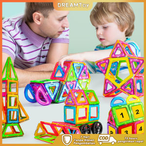 DREAMToy Magnetic Tiles Mainan Edukasi Anak Mainan Magnet DIY Mainan