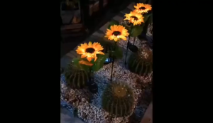 LED Garden Light Solar Sunflower Ground Insertion Lamp Villa Balcony Outdoor Waterproof Lawn Decoration Lampu Hiasan