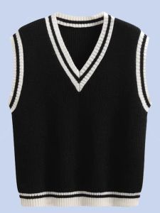 Loose Knitted Vest Top Women Autumn Winter Thick New Style Sleeveless V-Neck Shoulder Pad Sweater Upper Body Fashion Versatile