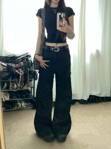 Extended High Waist Black Pleated Wide Leg Pants Women Summer Cleanfit Casual Flared Floor-Length Trousers