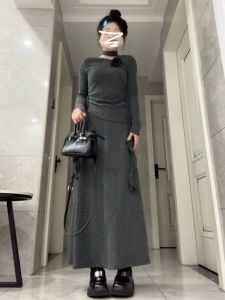 Váy Dài Tay Cao Cấp Phong Cách Hàn Quốc Có Chi Tiết Bướm Thắt Eo Cho Nữ Mùa Thu Mới Chất Lượng Cao Váy Dài Chữ a