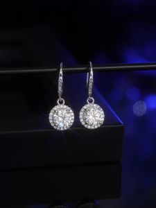 LOVETIA Bulat Anting Moissanite s925 Perak 1.0 Ct Sertifikat GRA BTEZ005