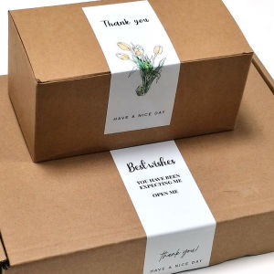 New Thank You Stickers Roll 50 Pieces/White Gift Box Sealing Decoration Label Sticker Ins Business Supplies Paper Products