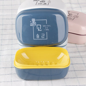 Portable Soap Dish with Lid Draining Large Laundry Bathroom Double Layer Student Dormitory Soap Holder Cute Creative Home Use