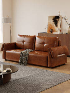Leather Two-in-One Sofa Bed Foldable For Small Spaces