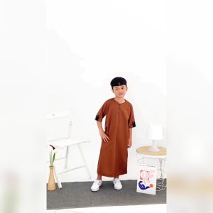 Kawan Muslim - Jubah Gamis Anak Laki Laki Lengan Pendek Bahan Adem Lembut Tebal & Tidak Menerawang Bisa Cod Modern