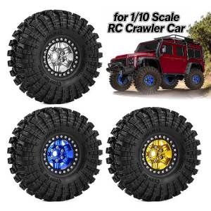 4pcs Aluminum 1.9 inch Beadlock Wheel Rim & Tire for 1/10 Axial SCX10 90046 AXI03007 D90 RC4WD MST HSP TRX4 TRX6 RC Crawler Car