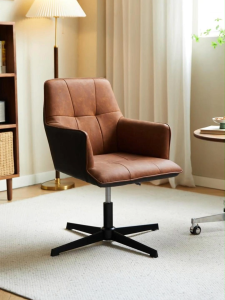 KOLIKOLI Ergonomic Home Office Chair - High-Quality Leather Upholstery Desk Chair for Executive Study Makeup Comfortable Lounge Chair with Lumbar Support Fashionable Simple Design