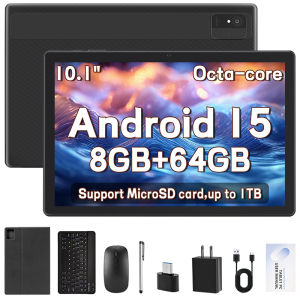 ANRY Android Tablet 2025 10.1 inch Android 15 Tablets 8 RAM 64GB ROM 1TB Expansion 5000mAh Battery Bluetooth 5Dual Band WiFi