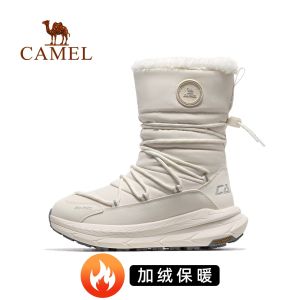 Camel Snow Boots Womens Winter Warm Cotton Shoes Heightening Hiking Boots Outdoor Casual Snow Boots Waterproof Anti-slip Wear-resistant
