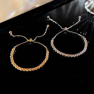 18K Gold Sparkling Zircon Bracelet For Women Fashion Adjustable Hypoallergenic Bangle Accessories