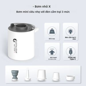 FLEXTAIL Máy Bơm Không Khí Mini Cầm Tay Có Đèn Sạc USB-C Cho Đệm Ngủ Nệm Hơi Túi Chân Không Dụng Cụ Cắm Trại Ngoài Trời