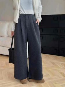 กางเกงขายาวทรงตรงเอวสูงสำหรับผู้หญิงไซส์ใหญ่ กางเกงขายาวทรงหลวมสบาย ๆ ทรงหลวม สไตล์เกาหลี ฤดูใบไม้ผลิและฤดูใบไม้ร่วง