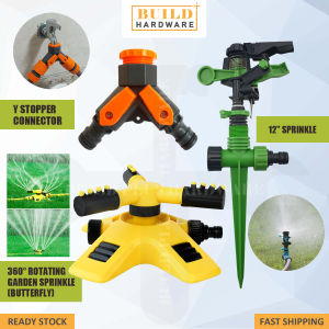 12" 3 Nozzle Lawn Circle 360° Rotating Water Sprinkler Garden Pipe Hose Irrigation Y Stopper Connector 园艺花洒