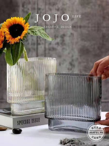 Nordic Creative Simple Transparent Glass Flower Vase Decorative Ornaments JOJOS L. PD.marina Office Home Decor Accessories