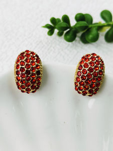 Red Full Diamond Earrings Luxury Fashionable Womens Simple Elegant Water Diamond Ear Jewelry Alloy Plated Silver Gold