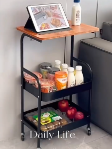 GetGadget⚙ Trolley Storage Rack with Shelves Household Movable Snack Trolleys Bedroom Bedside Side Table Kitchen Storage Rack