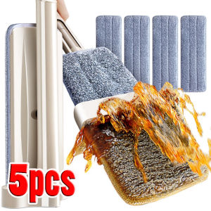 5pcs Microfiber Replacement Mop Cloth / Floor Cleaning Flat Mop Rag / Washable Spray Dust Mop Cloth / Kitchen Bathroom Scratch Mop Rag