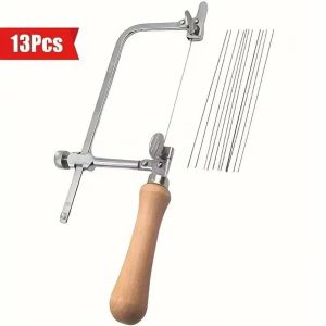 PHYHOO | PHYHOO Adjustable U-Shape Mini Hacksaw Kit with Spiral Blades for Jewelry Wood and DIY Crafts Precision Hand Tool for Fine Cutti