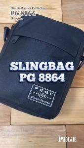 Tas Selempang Pria PEGE Model Polos Hitam Slingbag Kasual Keren Slempang Fashion Cowok - PG 8864