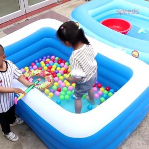 SPEEDS Kolam Renang 140cm AnakTiup Portable Biru Polos Inflatable Swimming Pool For Kids 020-34