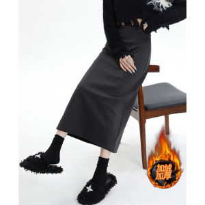 La Chapelle Plaid High Waist Slimming Midi A-Line Wool Blend Skirt Womens Autumn Winter New Style Fashionable Commute