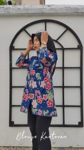 DAVINA Blouse Atasan Baju Batik Wanita Kerja Kantor Modern Kekinian Bahan Katun Primisima Premium Lapis Furing Trickot Griya Kelambiku