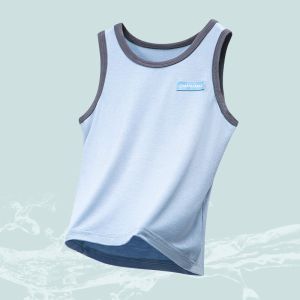 Childrens Modal Vest Thin Summer Ice Silk Crossbar Breathable Inner Wear Seamless Strap Baby Girl Boy Casual round Neck Vest