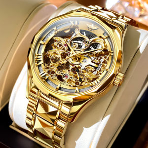 Mens Mechanical Watch Full Hollow Automatic Fashion Trend Brand Swiss Made round Dial Blue Sapphire Crystal Pointer Display