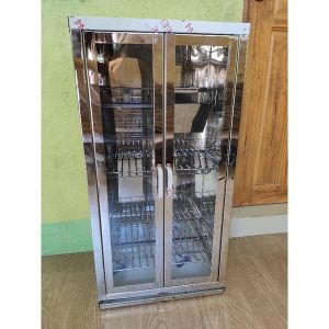 Stainless Dish Cabinet Glass Door Large size