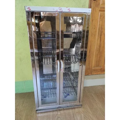 Stainless Dish Cabinet Glass Door Large size