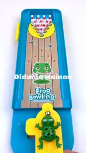 Mainan anak board game frog bowling ball katak tembak botol