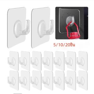 5/10/20Pcs Self-กาวHookโปร่งใสประตูผนังHookเด็กHeavy Load Rackห้องครัวผ้าเช็ดตัวห้องน้ําKey Rackตะขอเหนียว