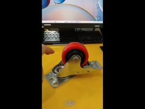 Roda PVC merah 3in Hidup rem roda troli