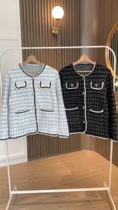 B3933 Sonata Furry Checkered Blazer
