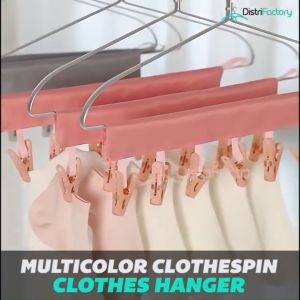 Space Saver Clothespin Clothes Hanger Travel with Velcro Lock Foldable Non-slip Drying Underwear Clip Hat Storage Hanger