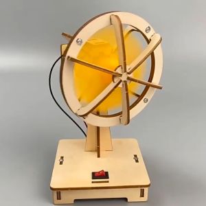 Quạt điện mini đồ chơi tự lắp ghép bằng gỗ DIY dùng pin tiểu có thể quay