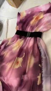 Vải Voan Hàn Tím Loang Hoa Vàng Khổ 1m44 - Không Giãn Mềm Rũ Mỏng - May Đầm Váy Áo Kiểu Cần Lót