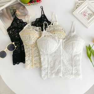 เสื้อกั๊กลูกไม้เซ็กซี่ Pure Desire สำหรับผู้หญิง ดีไซน์หลังสวย พร้อมแผ่นเสริมหน้าอก ชุดชั้นในแบบโปร่ง ชุดชั้นในฤดูใบไม้ร่วง/ฤดูหนาว