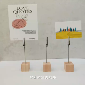 10PCS Picture Holder Clip Square Wood Clip For Photo Photo Clip Stand Desktop Photo Decorative Clip