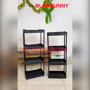 Rak dapur square rak troli rak kamar mandi rak susun serbaguna 4 tingkat dengan roda