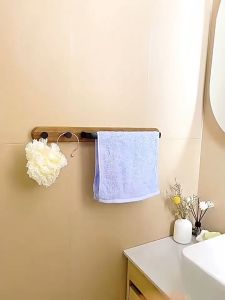 Organize in Style! Sincecu Wall-Mounted Towel & Coat Hook – Rustic Walnut&Metal Bar | Great for Bath Entryway or Closet