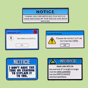 Computer Error Message Enamel Pin Windows XP Task Failed Successfully Brooches Lapel Badges "Notice" Jewelry Gifts for Friends