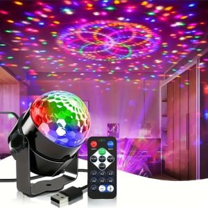 Music Sync LED Stage Disco Light With Remote Control Christmas Atmosphere Rotating Ball Lamp for Party Home KTV DJ Bar Xmas