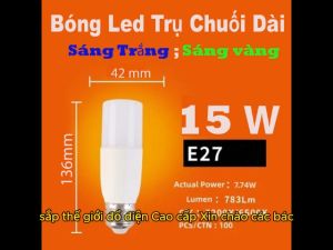 ( Bảo Hành 2 Năm ) Bóng đèn led bub trụ thân dài dùng trong nhà ngoài trời ánh sáng vàng. Sáng Trắng